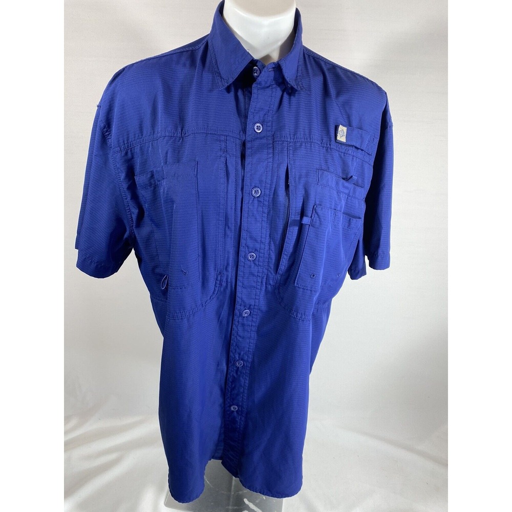 Reel Legends Shirt Mens Medium Navy Vented Fishing Gorpcore Outdoor Sleeve